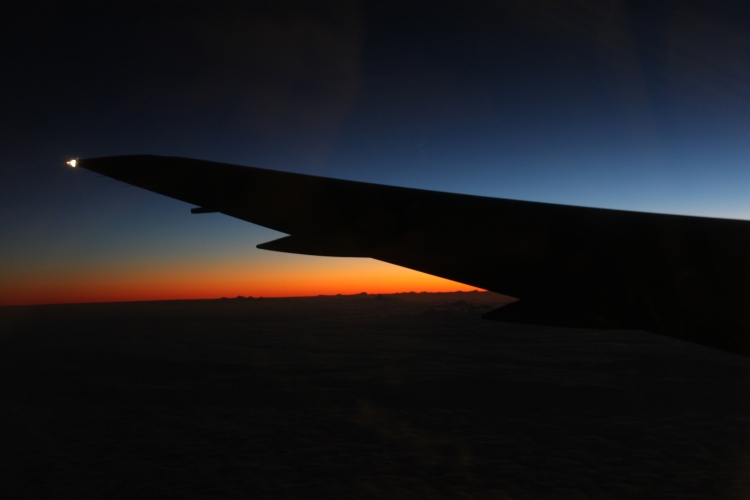 Sunset during the flight